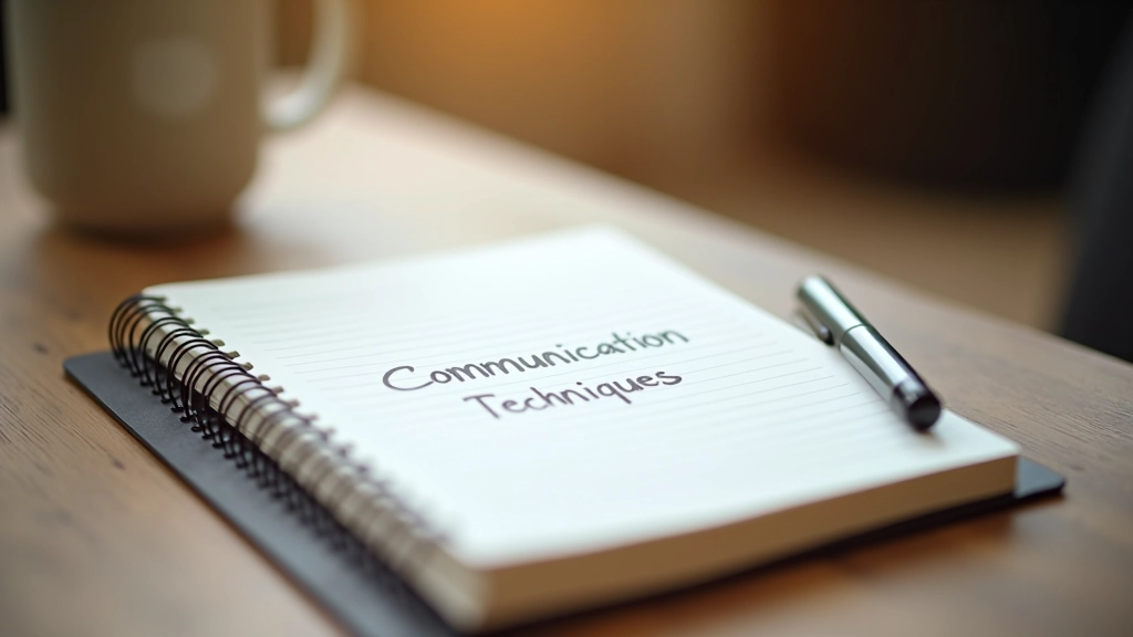 Notes écrites montrant des techniques de communication, stylo et papier sur un bureau